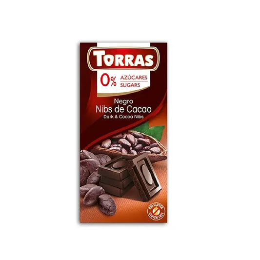 Toras dark chocolate with cocoa nibs 75g