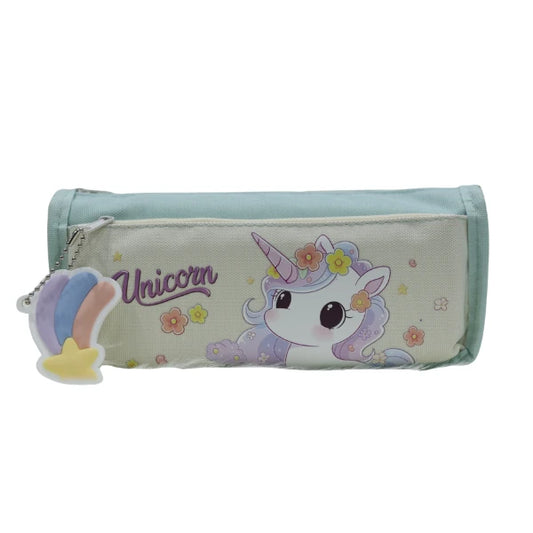 Unicorn Canvas Pencil Case with Star Keychain