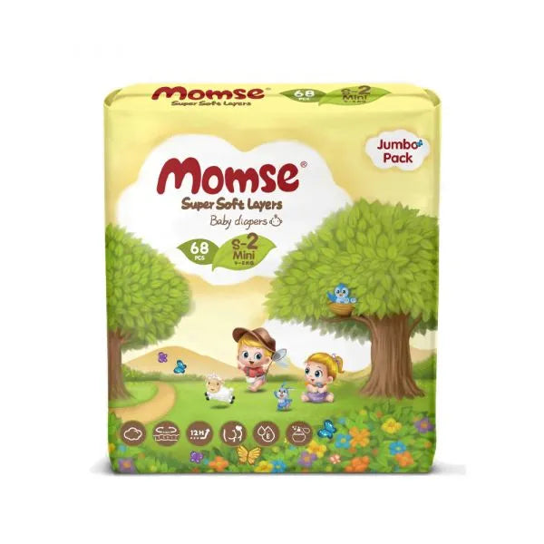 Momse Mega Pack Baby Diapers Small 68Pc