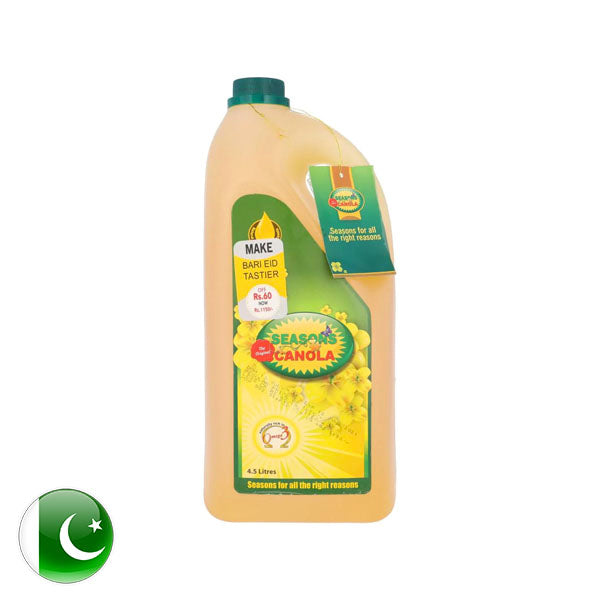 Season Canola Oil 4.5 Ltr Bottle