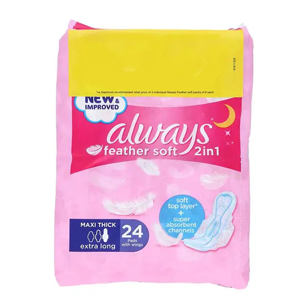 Always Feather Soft Maxi Thick Extra Long Pads 24