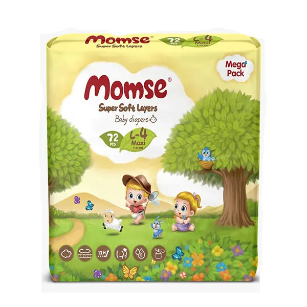 Momse Mega Pack Baby Diapers Large 72Pc