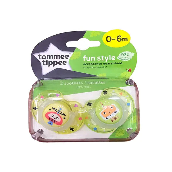 Tommee Tippee Fun Pacifier BL GRY 2x0-6m